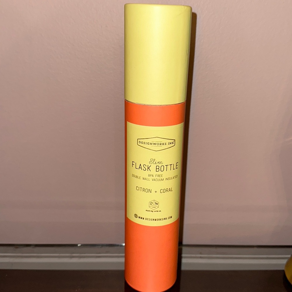 DESIGNWORKS INK Citron + Coral Slim Flask Bottle